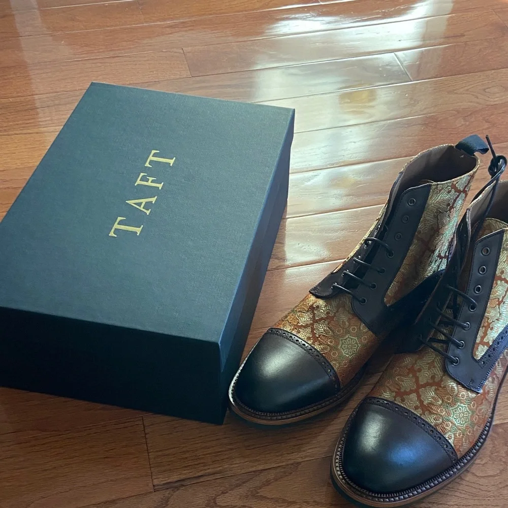 Taft Brown Patterned Men's Boots - Picture 2 of 5